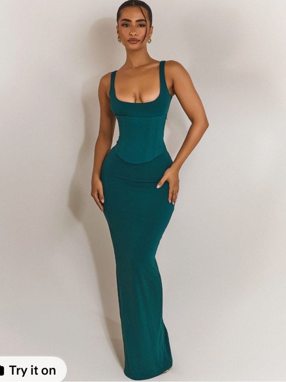 Mars The Label The Sandra Scoop Maxi Dress in Teal w corset